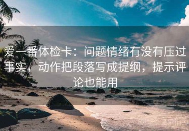 爱一番体检卡：问题情绪有没有压过事实，动作把段落写成提纲，提示评论也能用