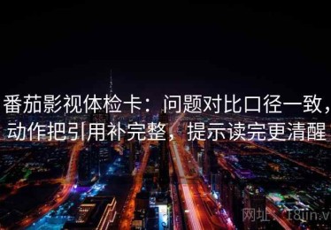 番茄影视体检卡：问题对比口径一致，动作把引用补完整，提示读完更清醒