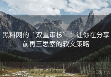 黑料网的“双重审核”：让你在分享前再三思索的软文策略
