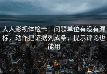 人人影视体检卡：问题单位有没有漏标，动作把证据列成条，提示评论也能用