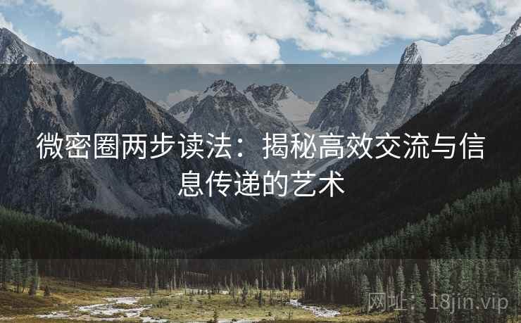 微密圈两步读法：揭秘高效交流与信息传递的艺术